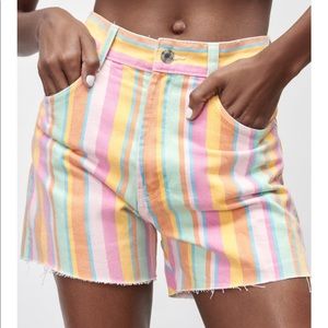 Zara striped straight shorts